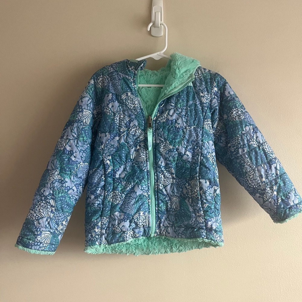 The North Face Reversible Mossbud Swirl Jacket Toddler Girls 4T Butterfly Print